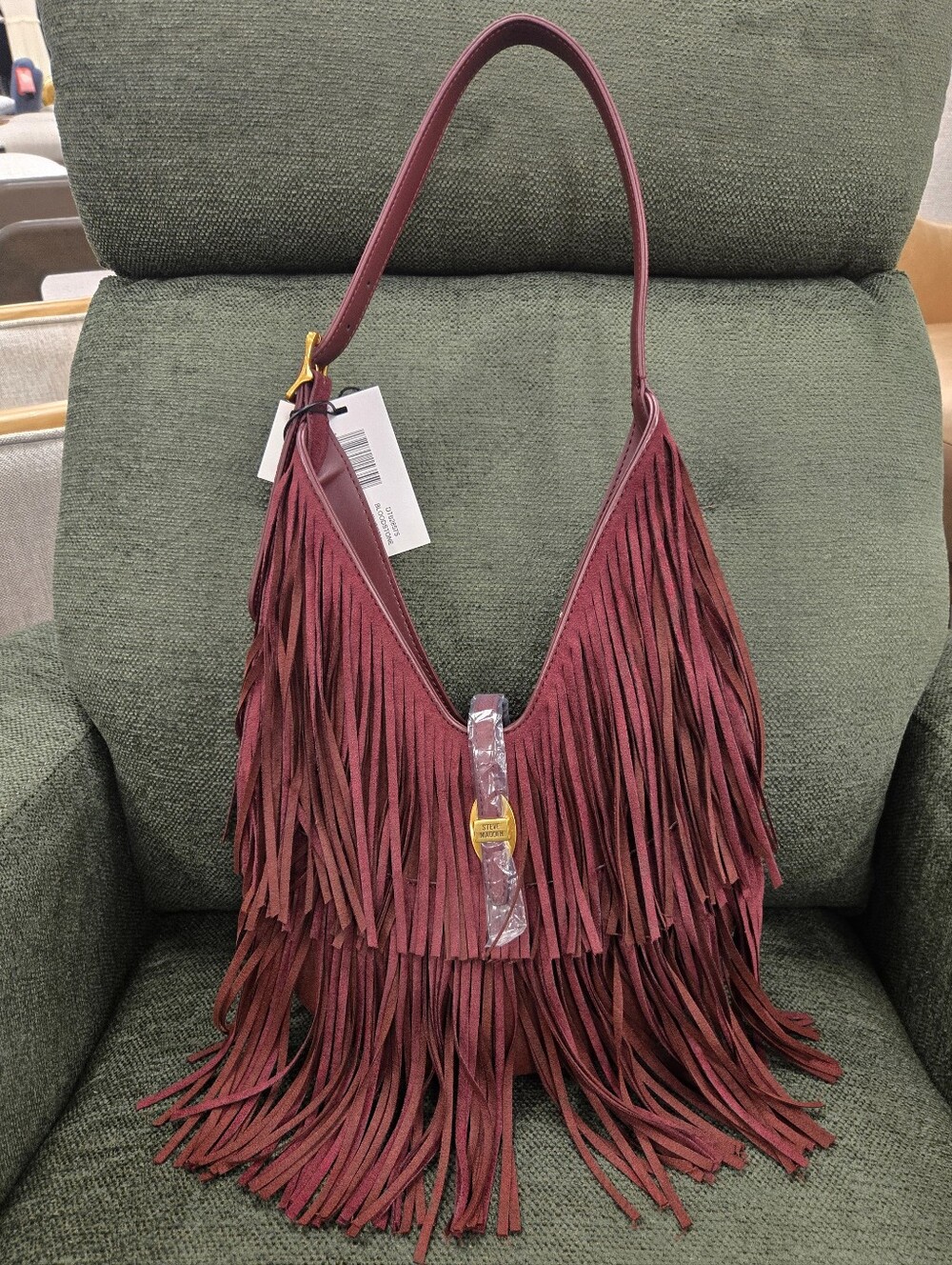Steve Madden Burgundy Suede Fringe Shoulder Bag